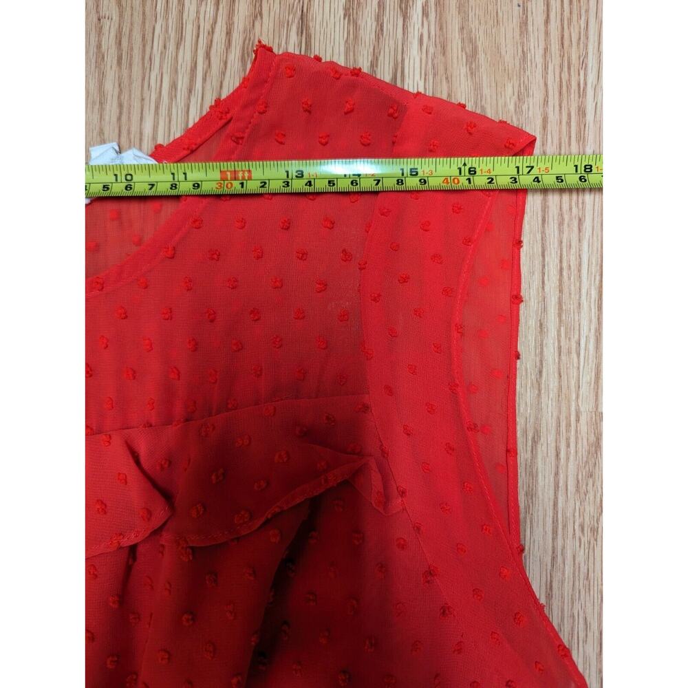 Maison Jules Women's Swiss Dot A Line Red Dress Sleeveless Size XL Sheer Whimsy - Picture 13 of 14